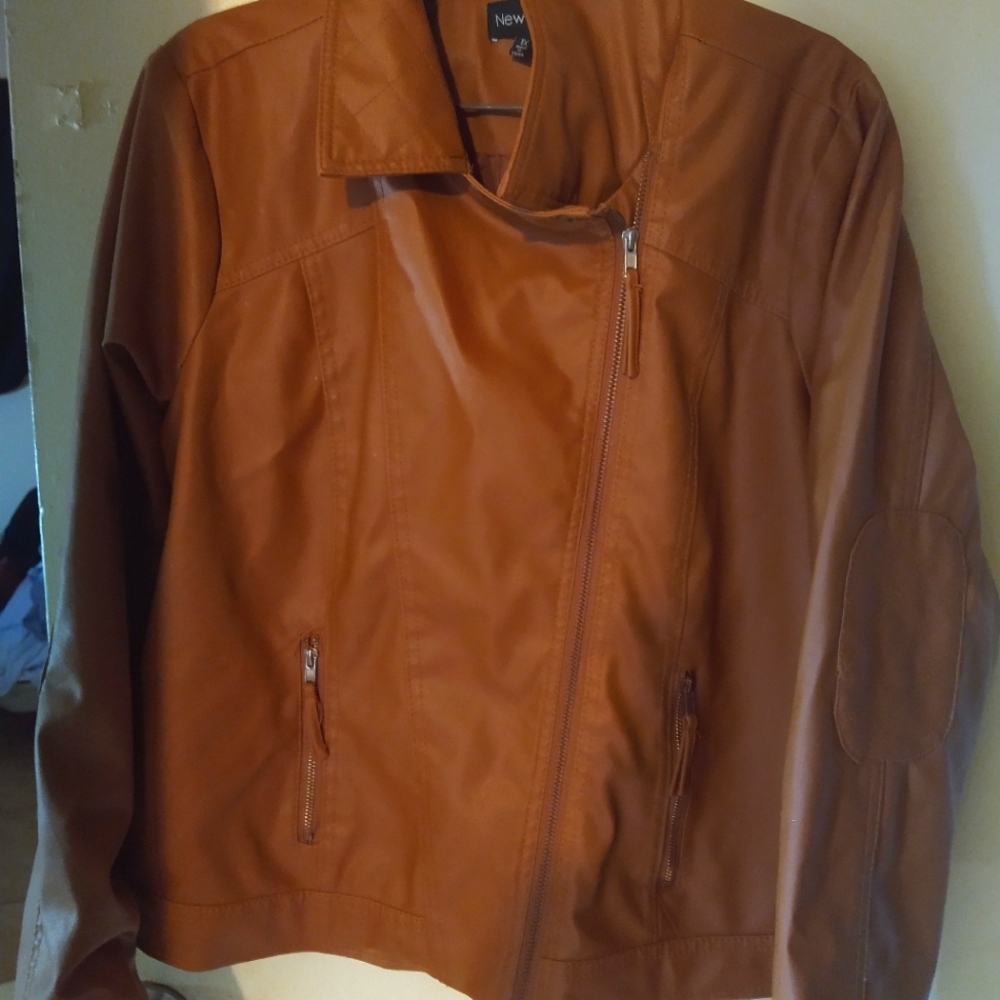 Brown ladys leather jacket size 1X